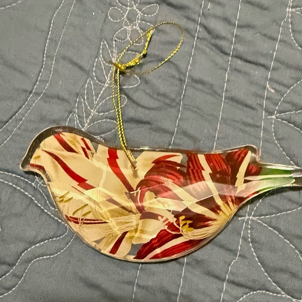 Faceted glass bird Christmas ornament red approx inch thick heavy holiday decor